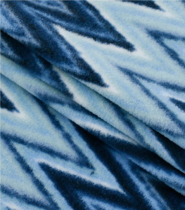 Blue Chevron Anti Pill Fleece Fabric - Image 2