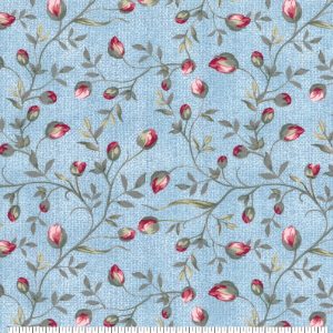 Rosebuds on Aqua Quilt Cotton Fabric by Keepsake Calico