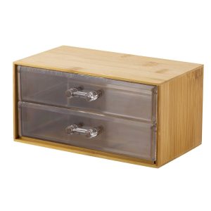 Simplify 7 Cosmetic   Jewelry 2 Drawer Bamboo Storage Chest