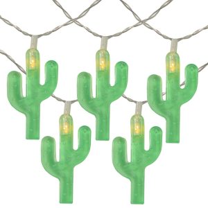 Northlight 10-Count Green Cactus LED String Lights   4.5ft Clear Wire