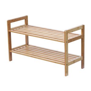 Oceanstar 27 x 15.5 Brown 2 Tier Bamboo Shoe Rack