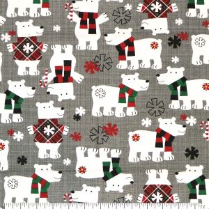 Polar Bears in Sweaters Super Snuggle Christmas Flannel Fabric