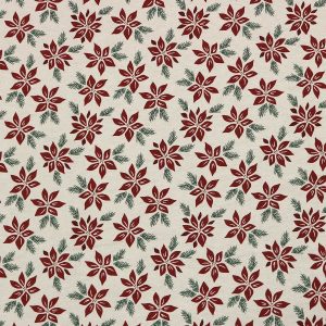 108 Wide Poinsettias on Cream Christmas Flannel Fabric