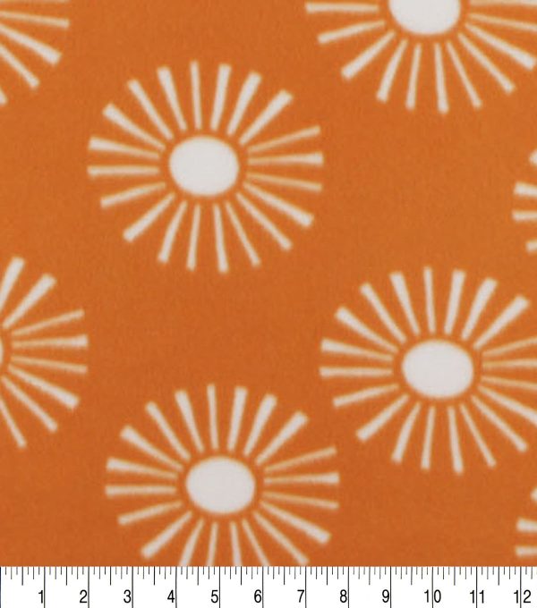 Suns on Mustard Blizzard Fleece Fabric - Image 3