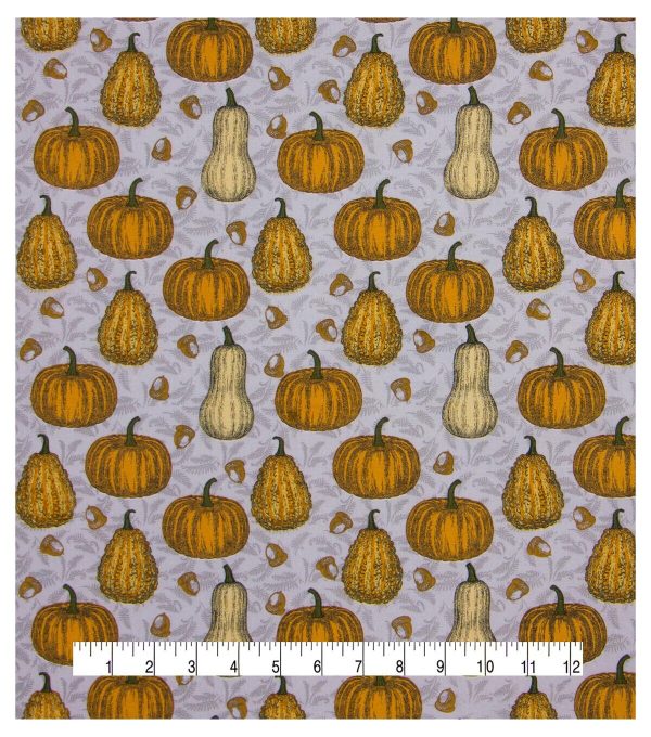 Pumpkins   Gourds Sketch Harvest Cotton Fabric