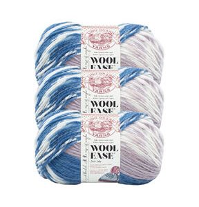 Lion Brand Wool Ease Fair Isle 348yds Worsted Yarn 3 Bundle - Denim&lilac