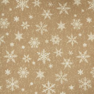 Snowflakes on Brown Anti Pill Fleece Fabric