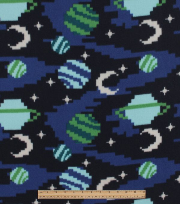 Pixal Space blizzard Prints Fleece Fabric - Image 2