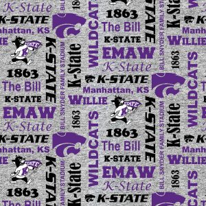 Kansas State Fleece Fabric Heather Verbiage