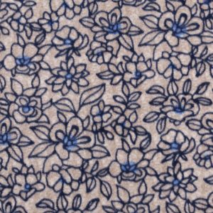 Blue Floral on Cream Luxe Fleece Fabric