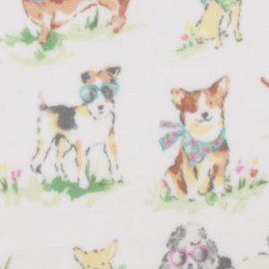 Watercolor Dogs on White Anti Pill Plush Fleece Fabric