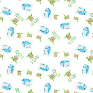 Mandalorian Grogu R2D2 Toss Cotton Fabric