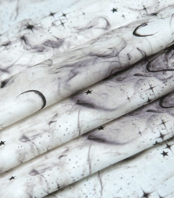 Moons   Smoke on White Cotton Fabric - Image 3