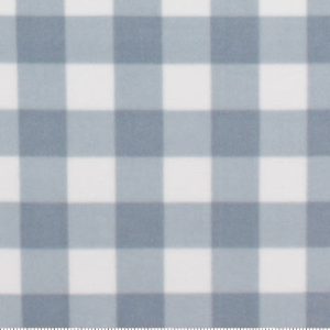 Blue   White Gingham Pattern Anti Pill Fleece Fabric