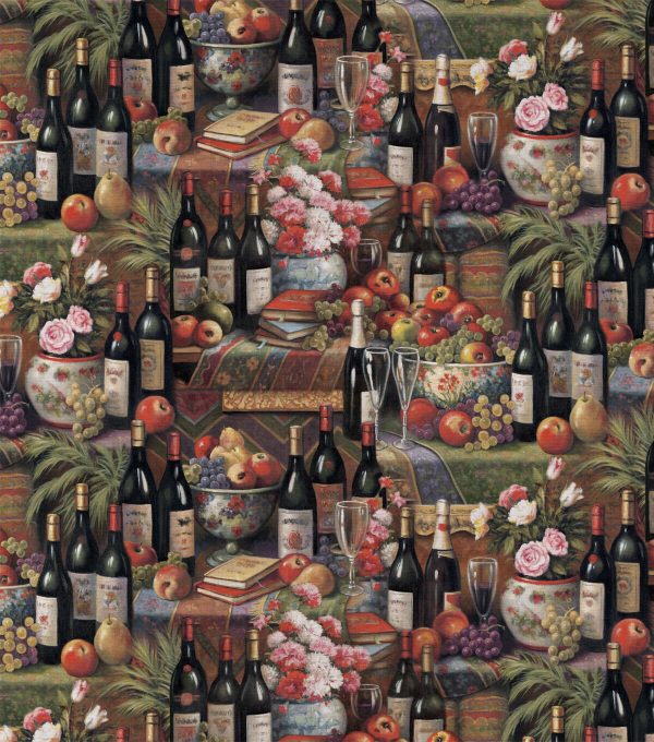 Wine   Fruits Novelty Cotton Fabric