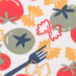 Tomato Pasta on White Blizzard Fleece Fabric
