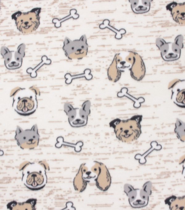 Blizzard Fleece Fabric Tan Dogs Faces - Image 2