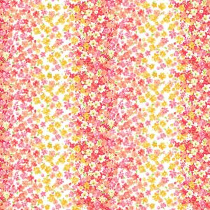 Fabric Traditions Floral on Stripes Cotton Fabric by Keepsake Calico - Coral