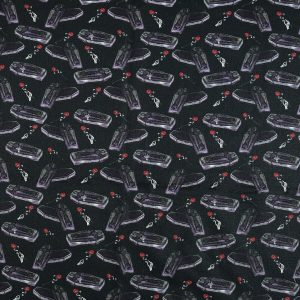 Coffins On Black Cotton Fabric