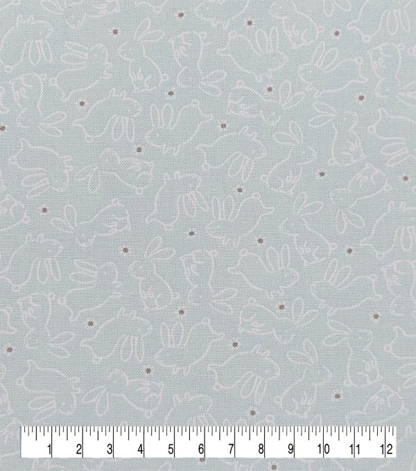 Bunny White Easter Cotton Fabric - Image 3