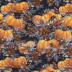 Pumpkins And Leaves Harvest Cotton Fabric