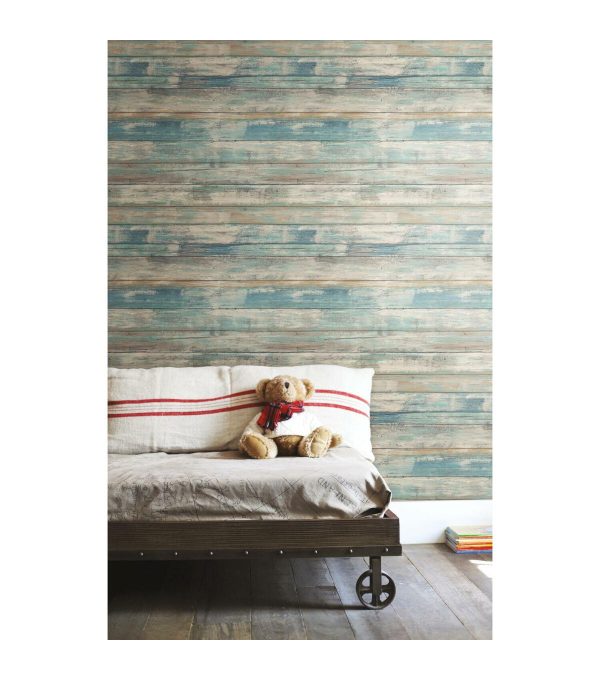 RoomMates Distressed Wood Blue Peelable Wallpaper - Image 11