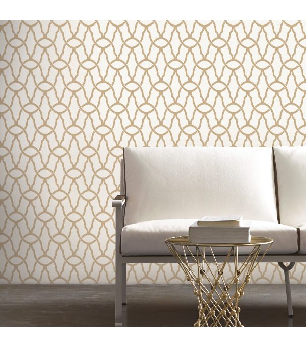 RoomMates Wallpaper Gold Trellis - Image 2