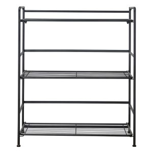FlipShelf Black 3 Tier Metal Wide Shelving Unit
