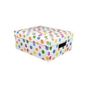 13 Rainbow Dot Rectangle Box With Cutout Handles by Place   Time