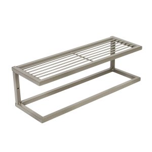 Honey Can Do 16 x 5 Satin Nickel Slatted Bath Shelf With Towel Bar