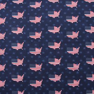 USA Flag On Navy Stars Patriotic Cotton Fabric