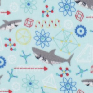Science   Sharks on Blue Anti Pill Fleece Fabric