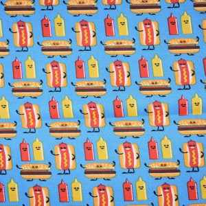 Hot Dog Burger Fun Novelty Cotton Fabric - 1