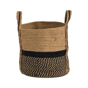 Nearly Natural 13 Boho Handwoven Jute Basket With Handles