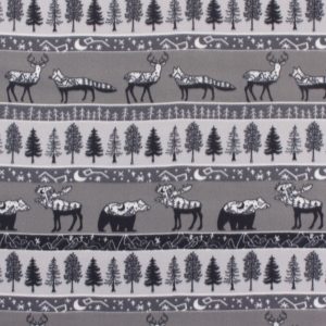 Blizzard Fleece Fabric Black and White Wilderness