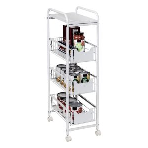 Honey Can Do 15 x 33 White 4 Drawer Slim Rolling Cart