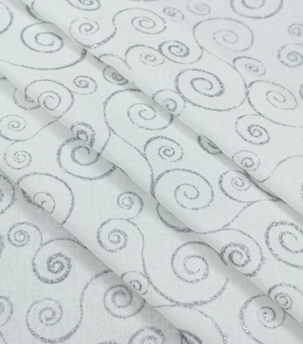 Swirl Vines Christmas Glitter Cotton Fabric - Image 2