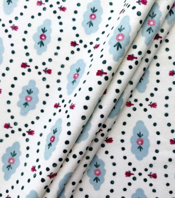 Blue Foulard Luxe Flannel Fabric - Image 3