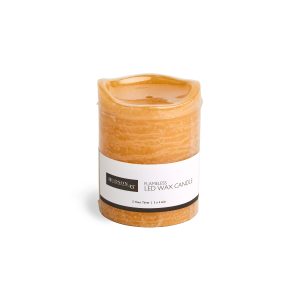 Flameless Cinnamon Chai Scented LED Rustic Pillar Candle 3 x4  Honey