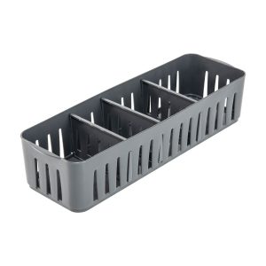 Simplify 12.5 Gray Stackable Organizer Bin With Adjustable Dividers