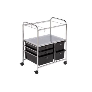 Honey Can Do 15 x 29 Silver Chrome   Black 5 Drawer Rolling File Cart