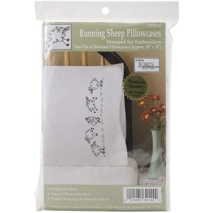 Tobin 30 x 20 Running Sheep Stamped Embroidery Pillowcases 2pk