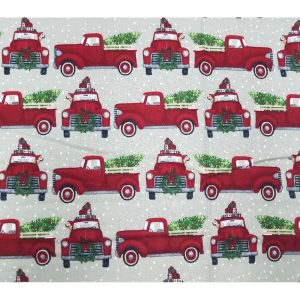 Red Trucks With Tree Super Snuggle Christmas Flannel Fabric