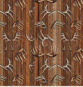 Brown Antlers Novelty Cotton Fabric