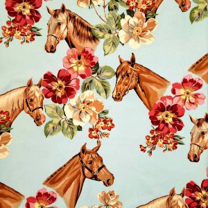 Alexander Henry Blossom Stables on Blue Premium Cotton Fabric
