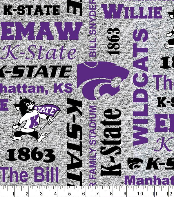 Kansas State Fleece Fabric Heather Verbiage - Image 2