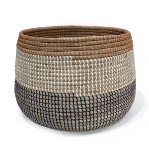 18 Striped Seagrass Woven Basket by Place   Time