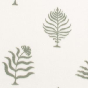 Green Foliage On Cream Blizzard Prints Fleece Fabric