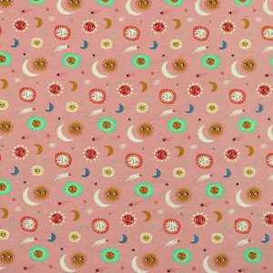 Small Suns   Moons On Pink Super Snuggle Flannel Fabric