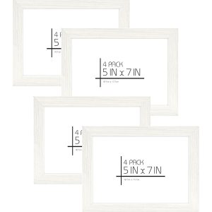 MCS White 5 7 Woodgrain Value Frames 4pk